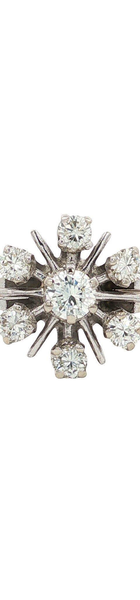 Vintage 14K White Gold Cluster Ring with Diamond